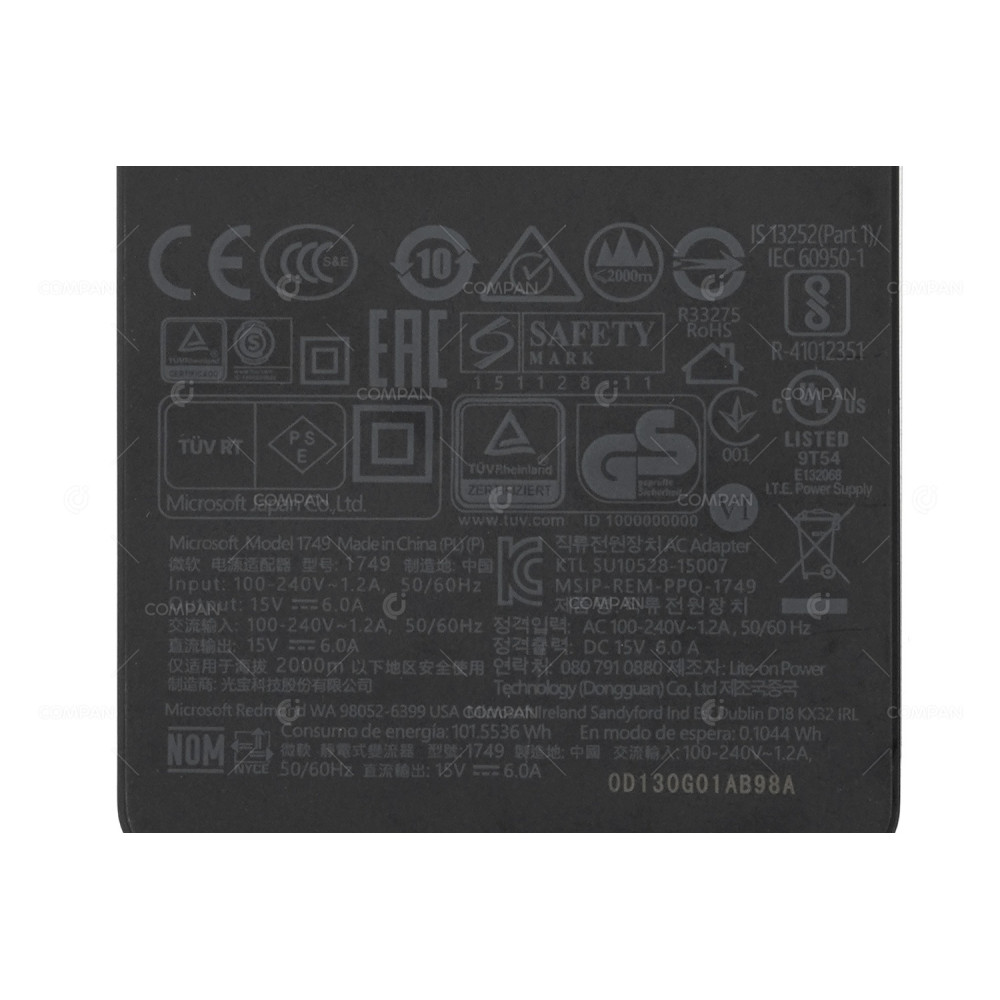 1749 MICROSOFT 1749 AC ADAPTER 15V 6A 90W FOR SURFACE PRO DOCKING STATION MSIP-REM-PPQ-1749